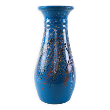 Vase en céramique bleue, design danois, années 1970, fabriqué au Danemark