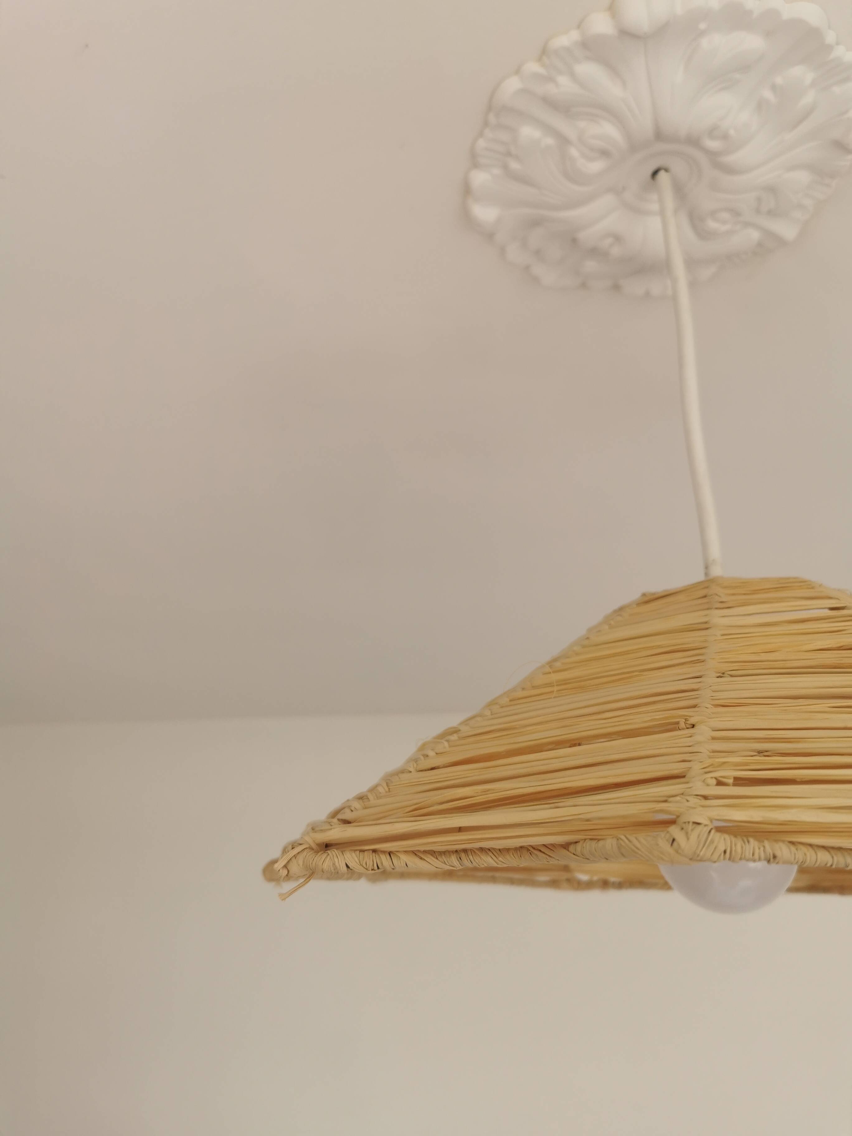 Suspension Gustave in Braided Raffia – 40×10 cm – Handmade Production Mar