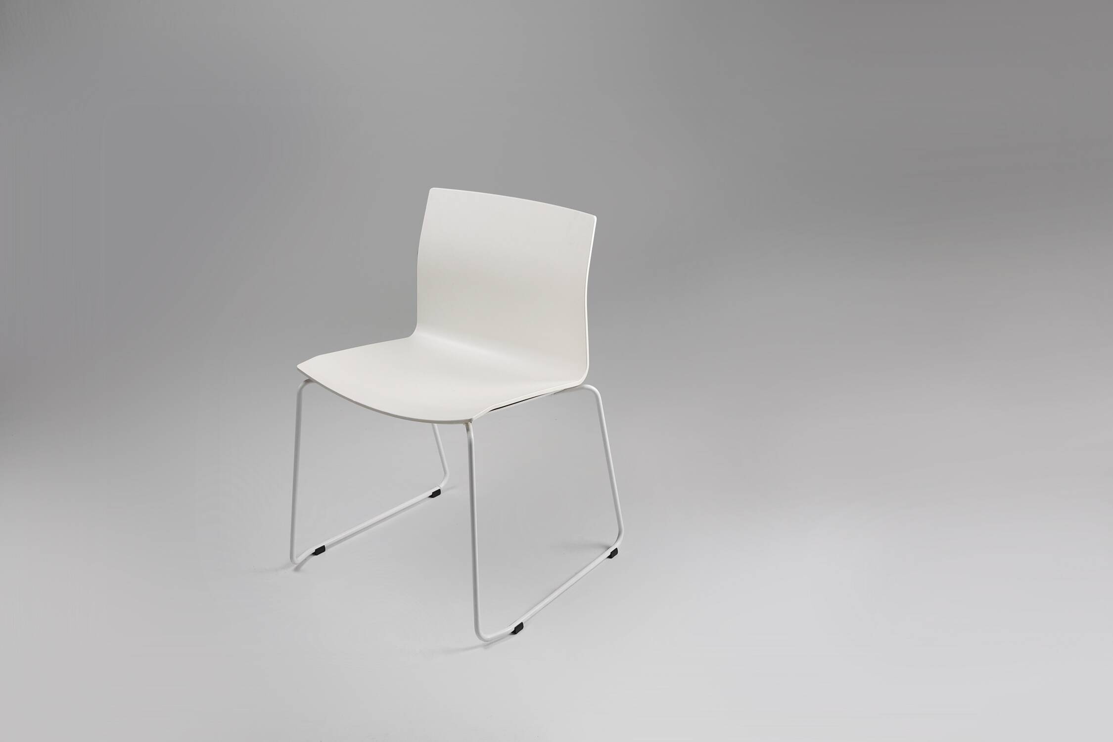 Mid-century white design chair with metal frame and plastic seat, Belgium