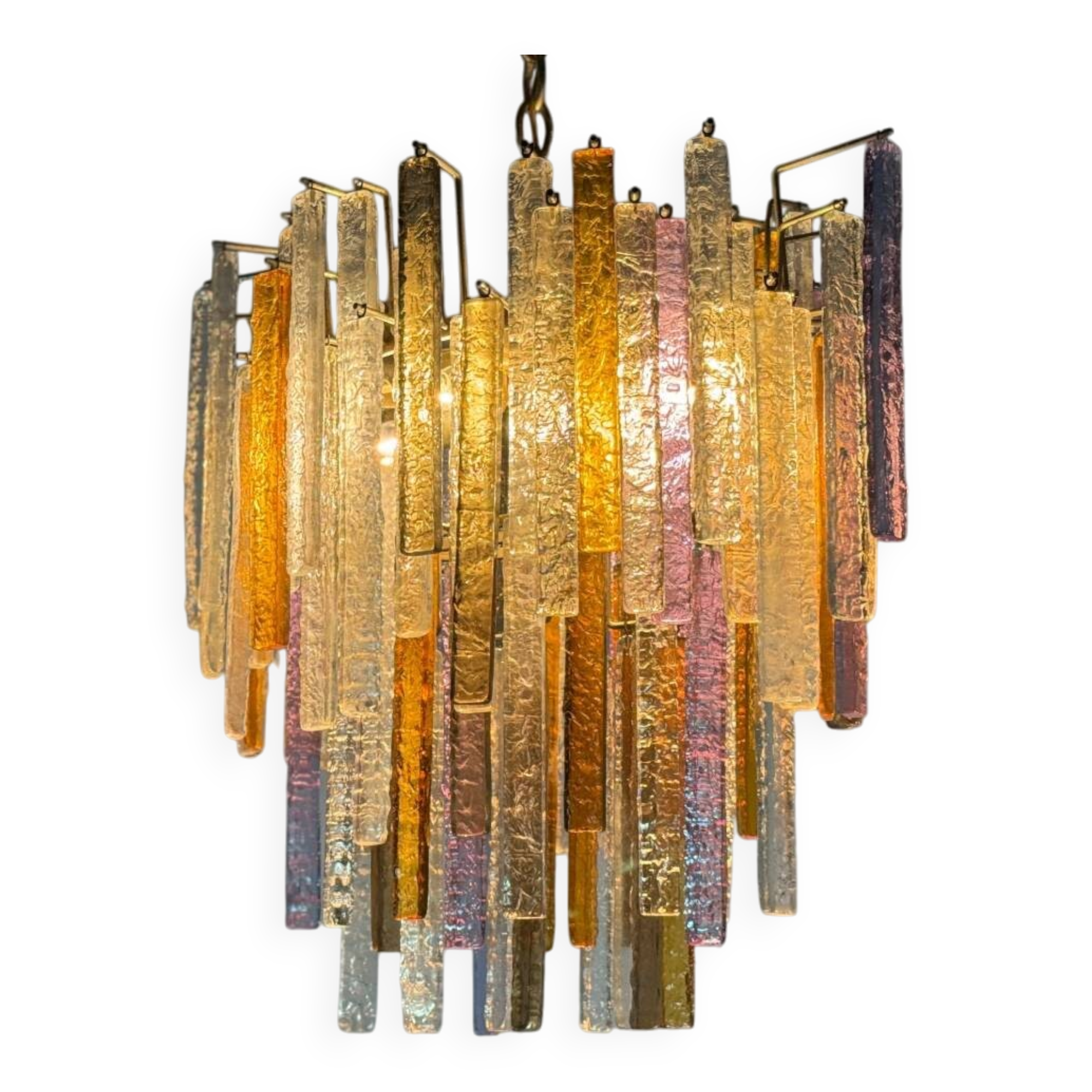 Oval-shaped Venetian chandelier in Murano glass, circa 1950, Venini