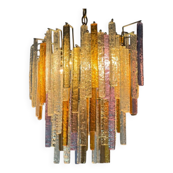 Lustre vénitien de forme ovale en verre de Murano, vers 1950, Venini