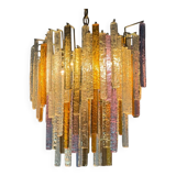 Oval-shaped Venetian chandelier in Murano glass, circa 1950, Venini