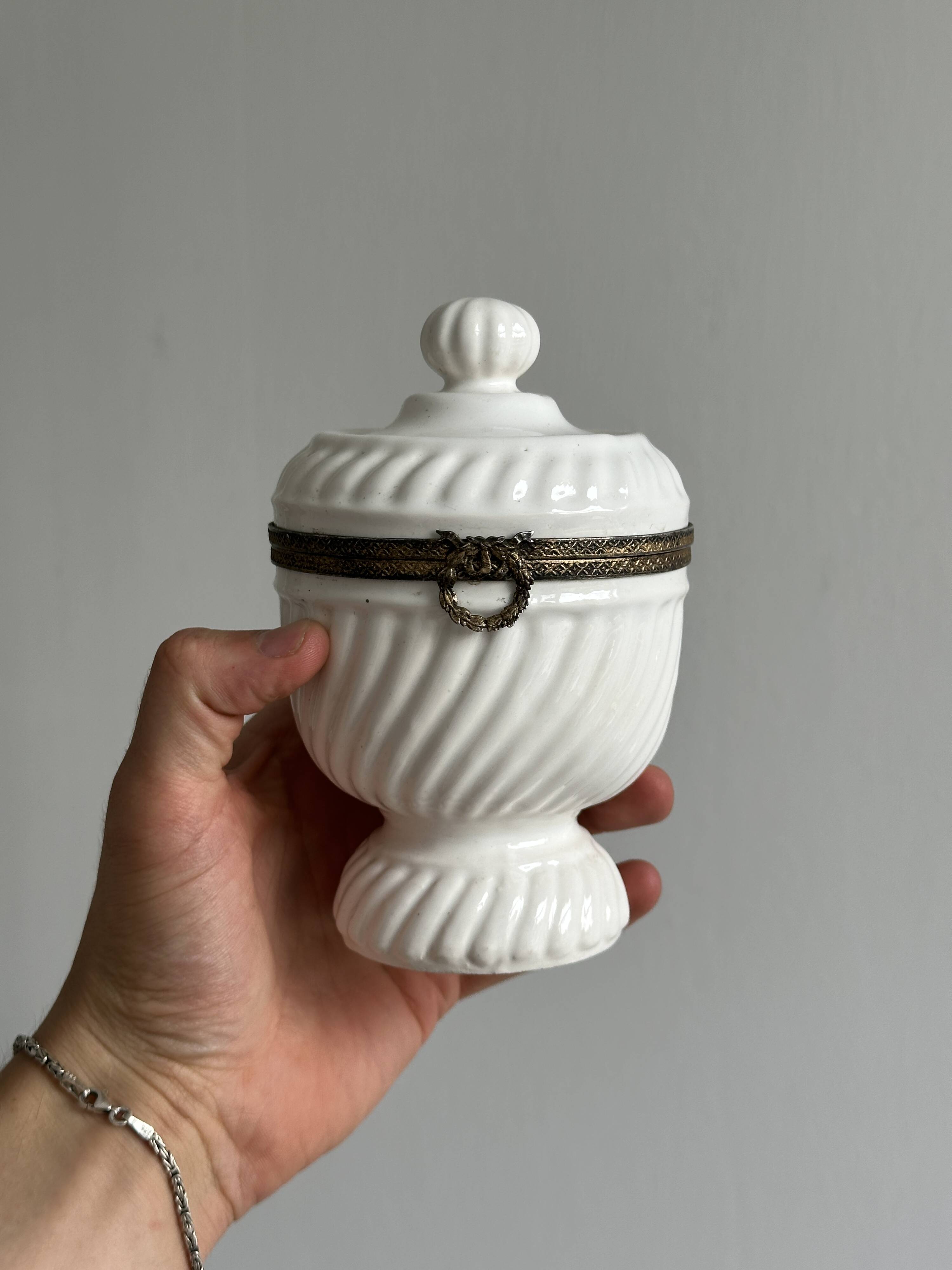Antique white porcelain candy box