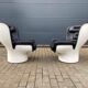 2x Joe Colombo Elda LONGHI Chair Black leather, White fiberglass