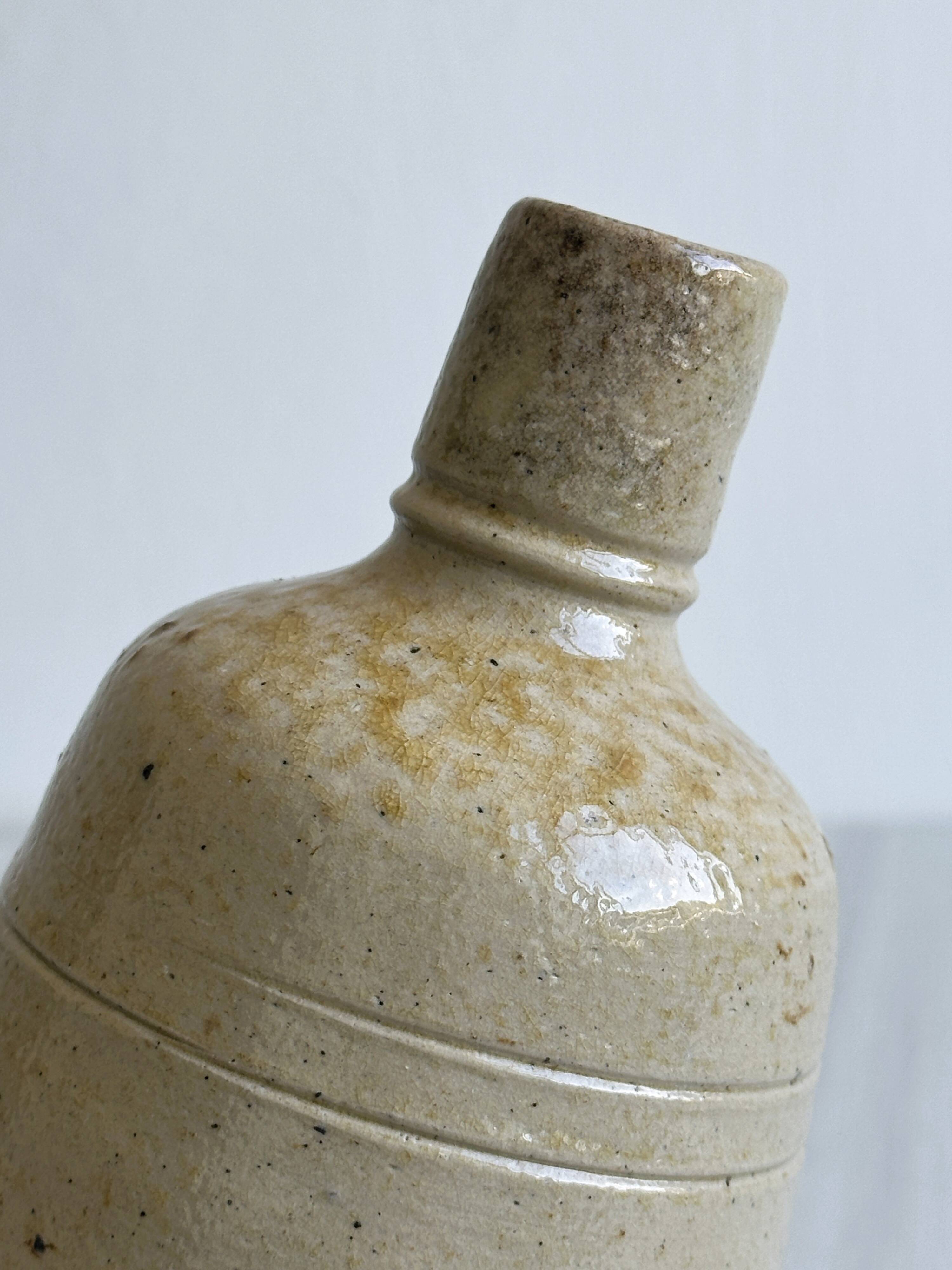 2 stoneware ceramics, vintage glazed stoneware vase