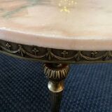 Table basse laiton et marbre rose