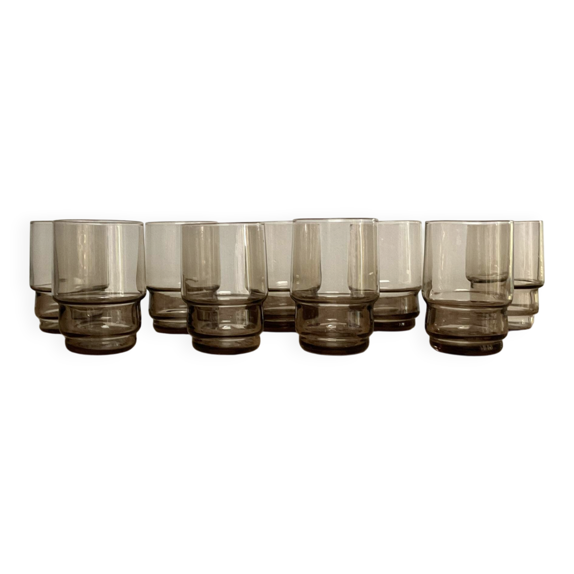 9 vintage smoked liqueur glasses