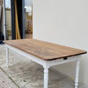 Rustic farmhouse bistro table in oak with Louis Philippe legs - 2m