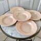 Set of 5 hollow plates Digoin Sarreguemines model France powder pink