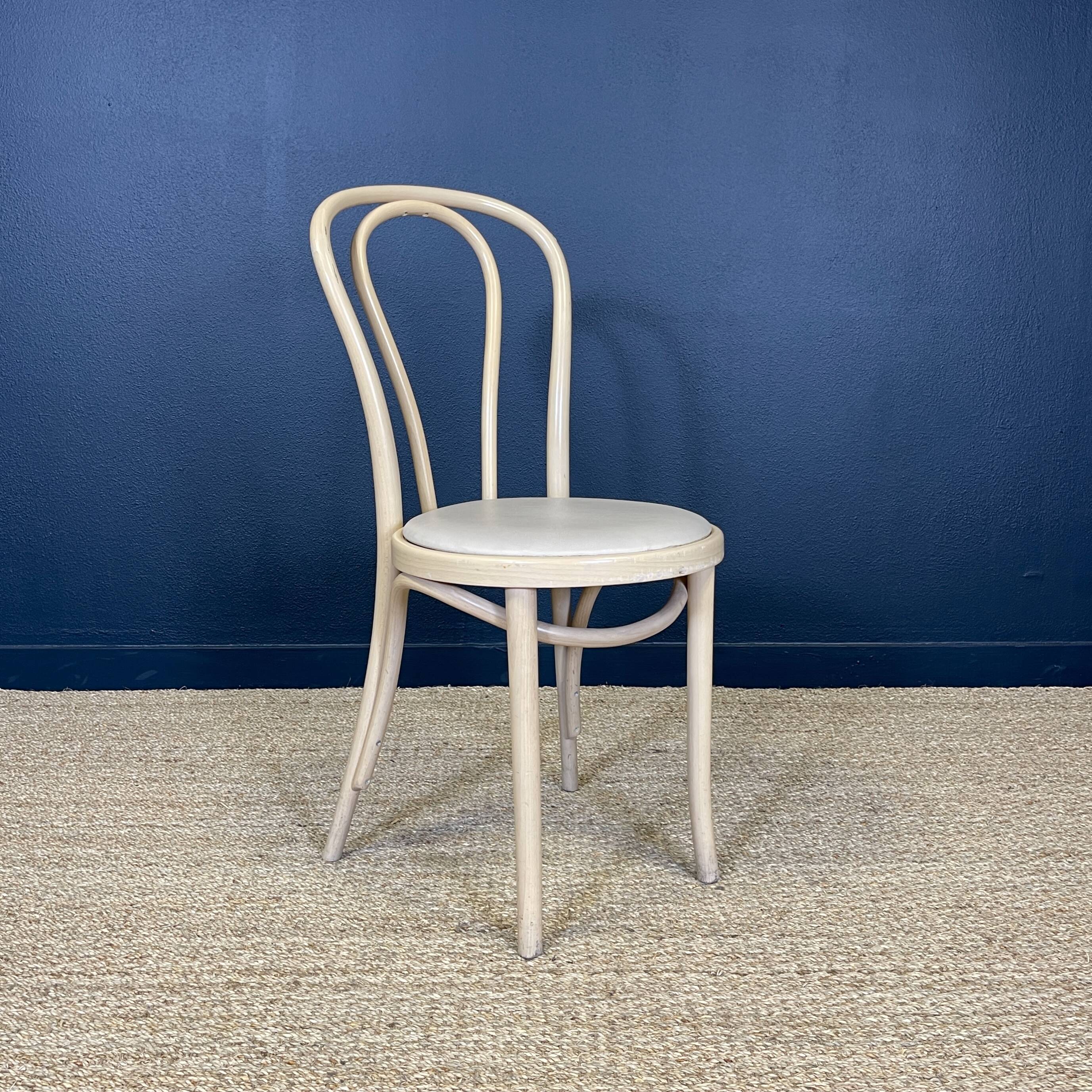 Set of 4 Thonet type bistro chairs light curved wood & Skaï GO IN Germany