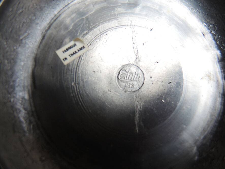 2 old hallmarked pewter 3-branch candlesticks