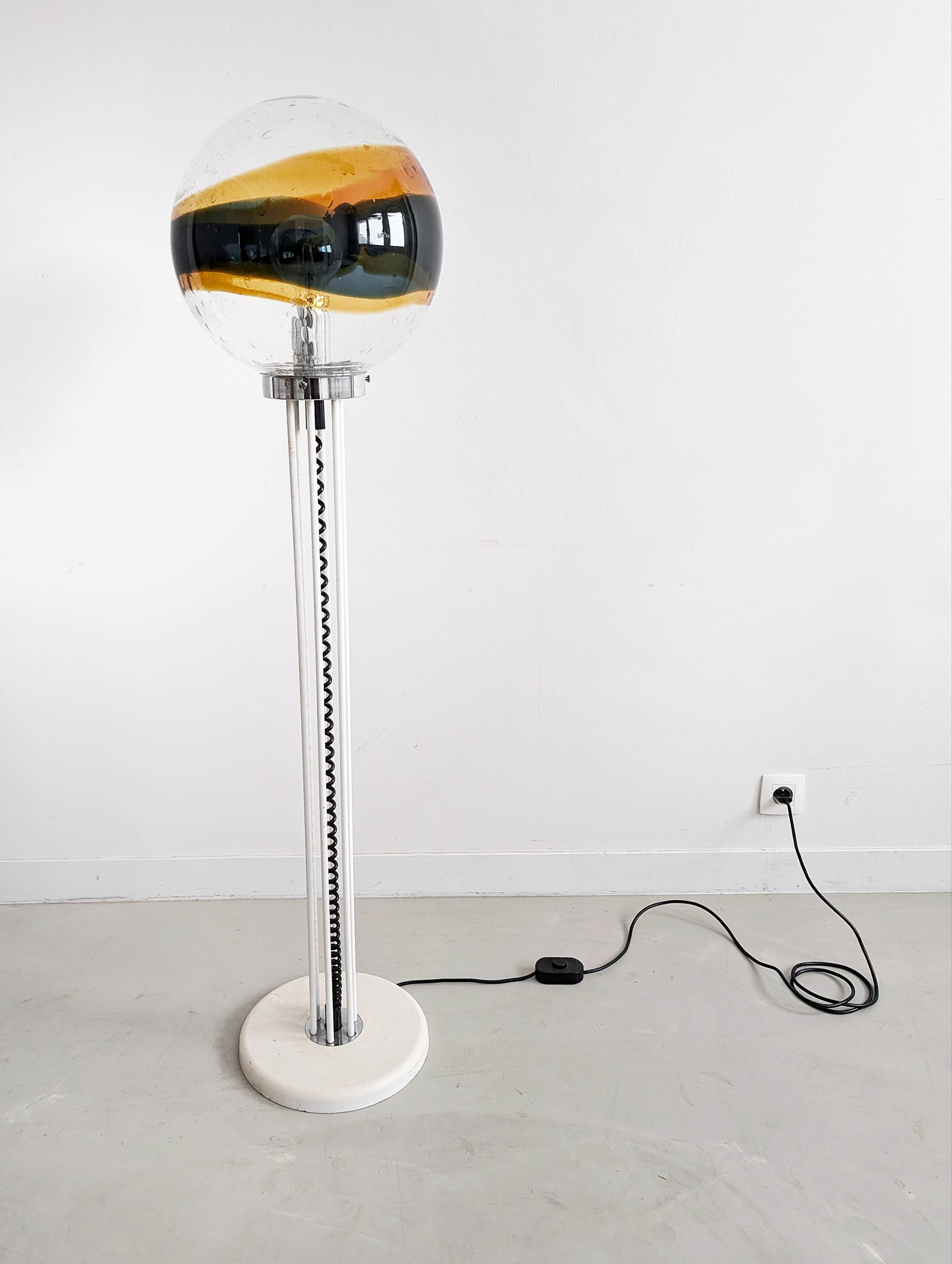 Lampadaire en verre de Murano par Targetti Sankey des années 1970