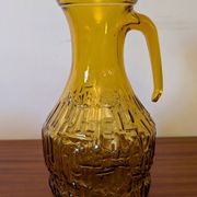 Italian pitcher textured amber glass 70's