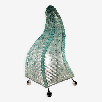 Pyramidal lamp made from pieces of vintage glass