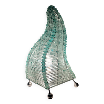 Pyramidal lamp made from pieces of vintage glass