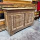 Old low sideboard in solid pitch pine