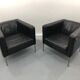 Fauteuils cuir noir années 1980