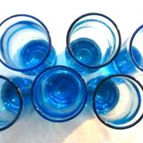 6 old blue glasses, vintage Art Deco