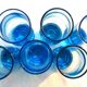Set de 6 verres anciens bleus vintage art déco