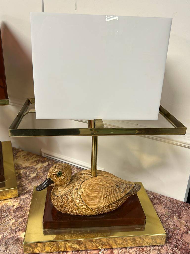 Pair of Brass and Bakelite Duck Lamps from the 1970s