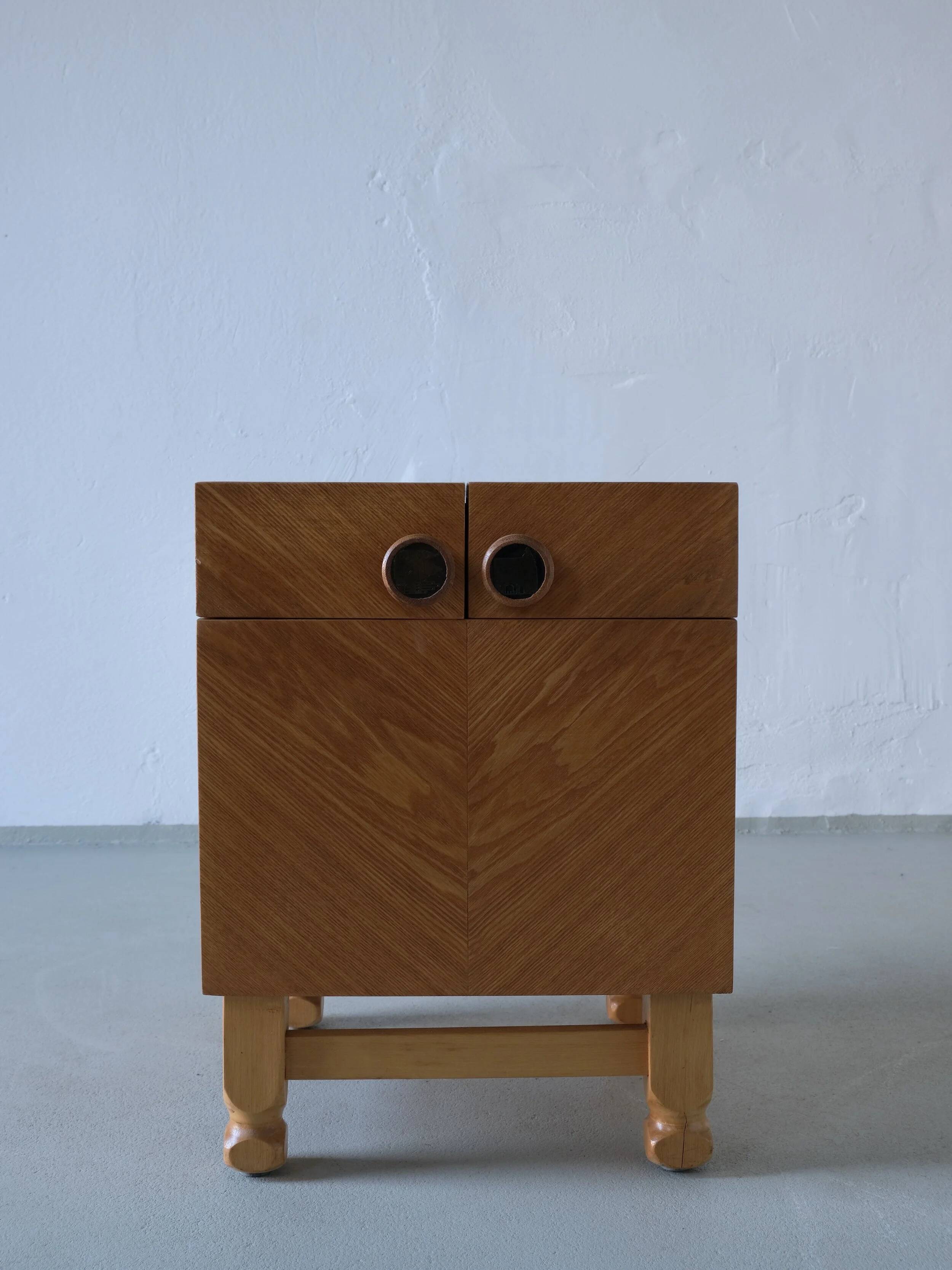 Mid-century oak bar cabinet side table, 1960s