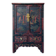 Antique Chinese cabinet in black and red lacquered wood – painted decoration on