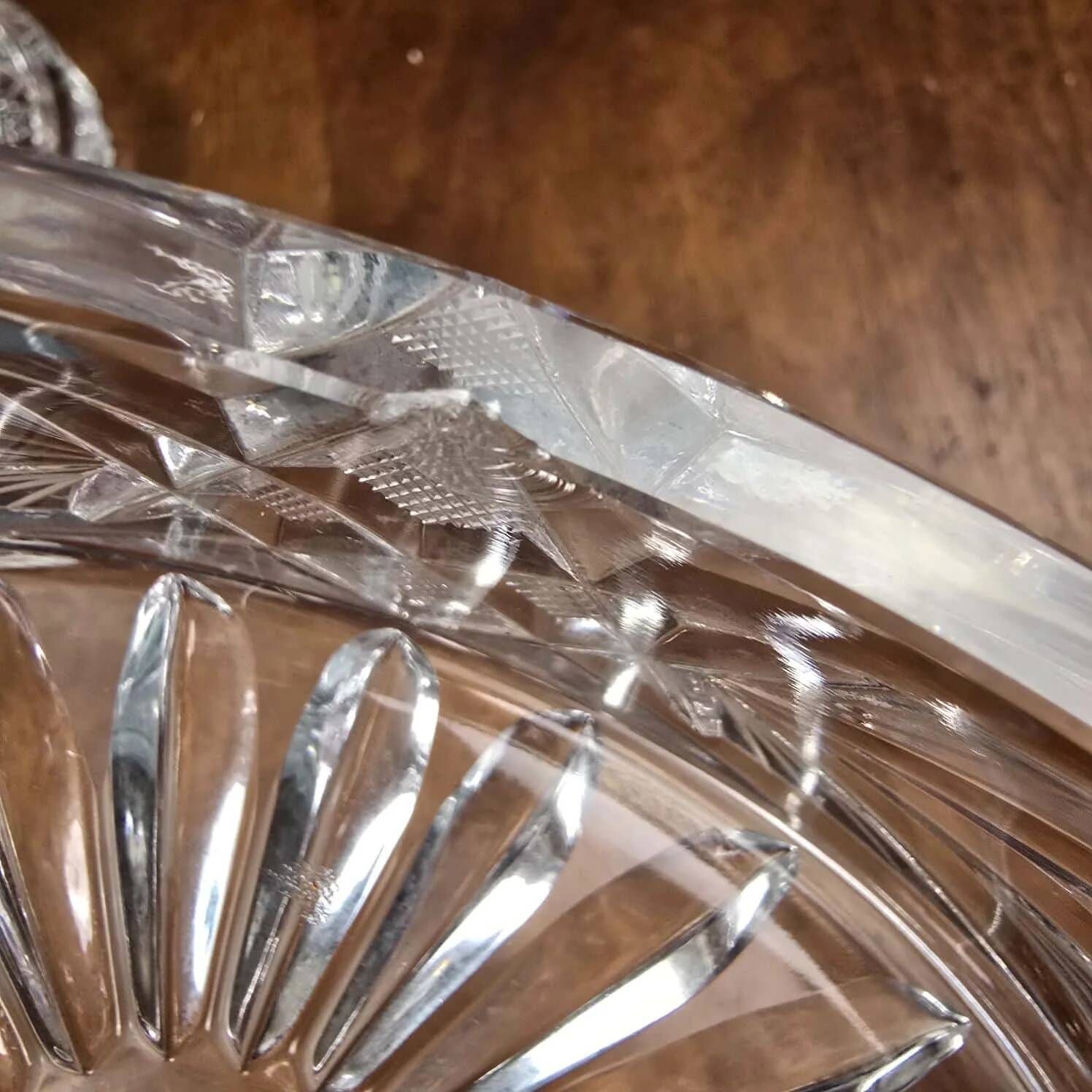Vintage hand-cut Bohemian crystal bonbonnière Czechoslovakia