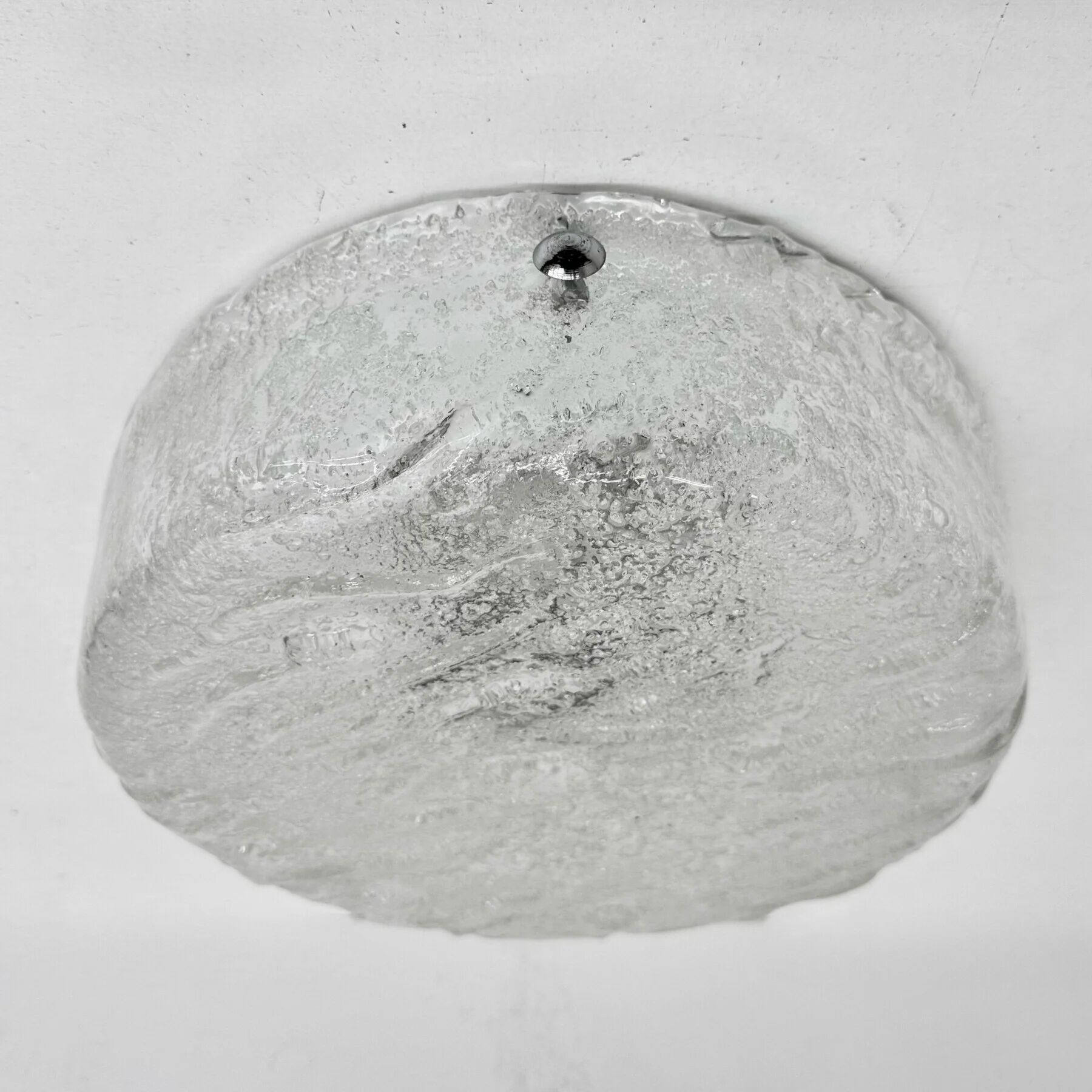 Mid-century Hillebrand iced glass ceiling lamp, 1970s