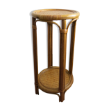 Table d'appoint porte-plantes en rotin et osier