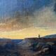 19th Century Romantic Painting "Solitary Shepherd at Dusk" Oil on Canvas + Frame
