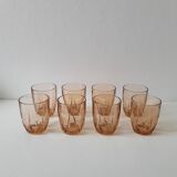 Set of 8 pink water glasses
