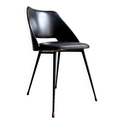 Chaise en simili-cuir noir
