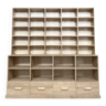 wooden bookcase 2 bodies 33 compartments 4 drawers with 2 satellites - solid ash