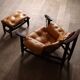 Jangada lounge chair with ottoman in cognac leather by Jean Gillon, Brazil, 1960s