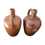 Set of 2 vintage glazed stoneware jugs