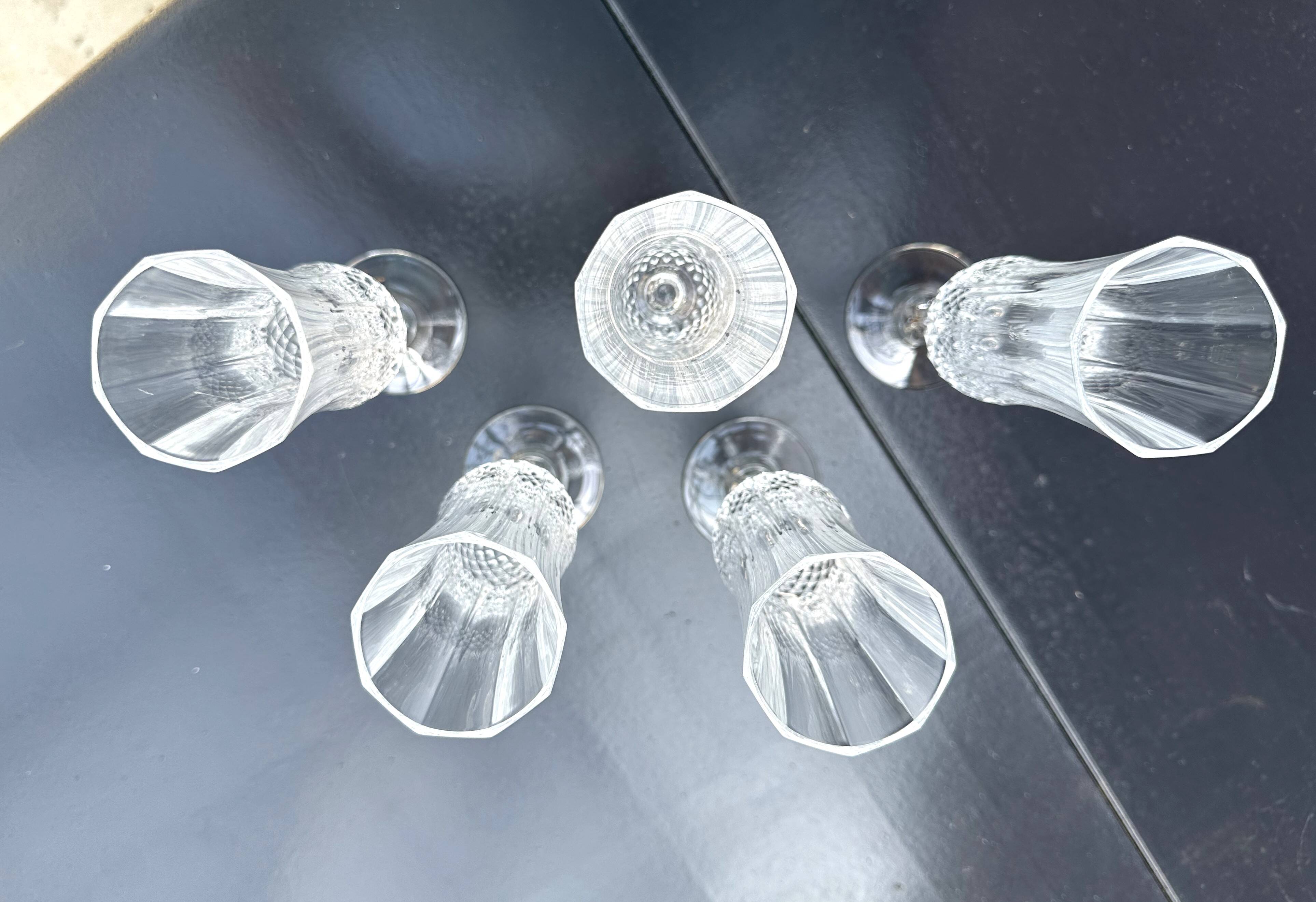 5 Cristal d'Arques champagne flutes, Lonchamp Vintage model