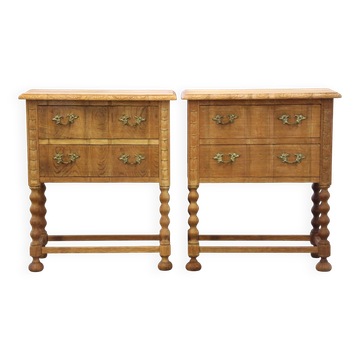 Vintage Danish modern oak nightstands by Henning Kjærnulf, 1960s, set of 2