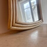 Vintage flared mirror, rattan, France 1970