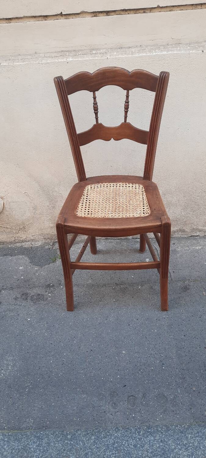 Chaise bois et cannage