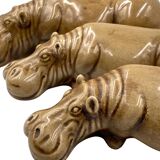 Mid-century Set of 3 ceramic hippos, Zaccagnini Italy 1950s