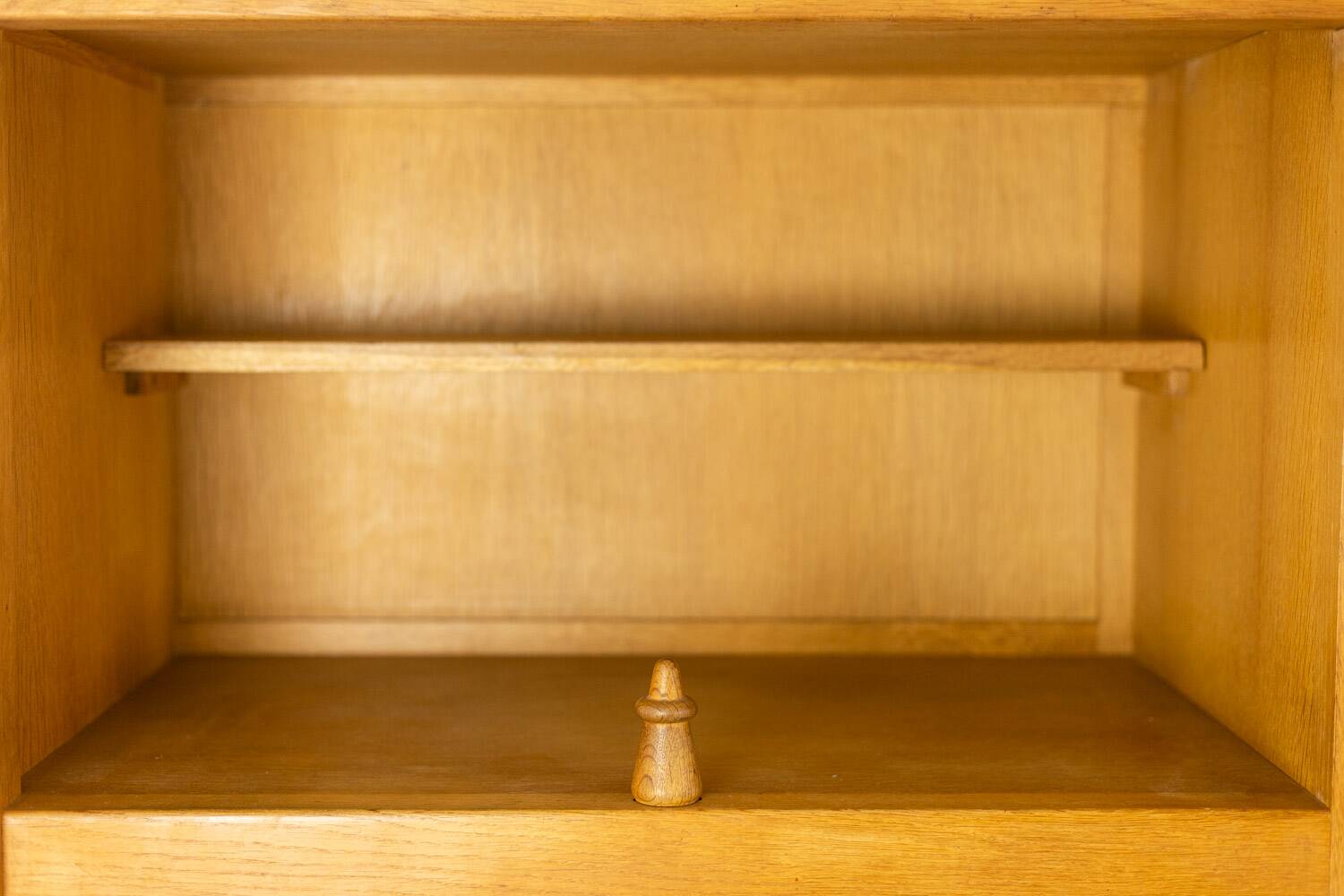 Guillerme and Chambron. Oak wardrobe with integrated secretary. 1970-80.