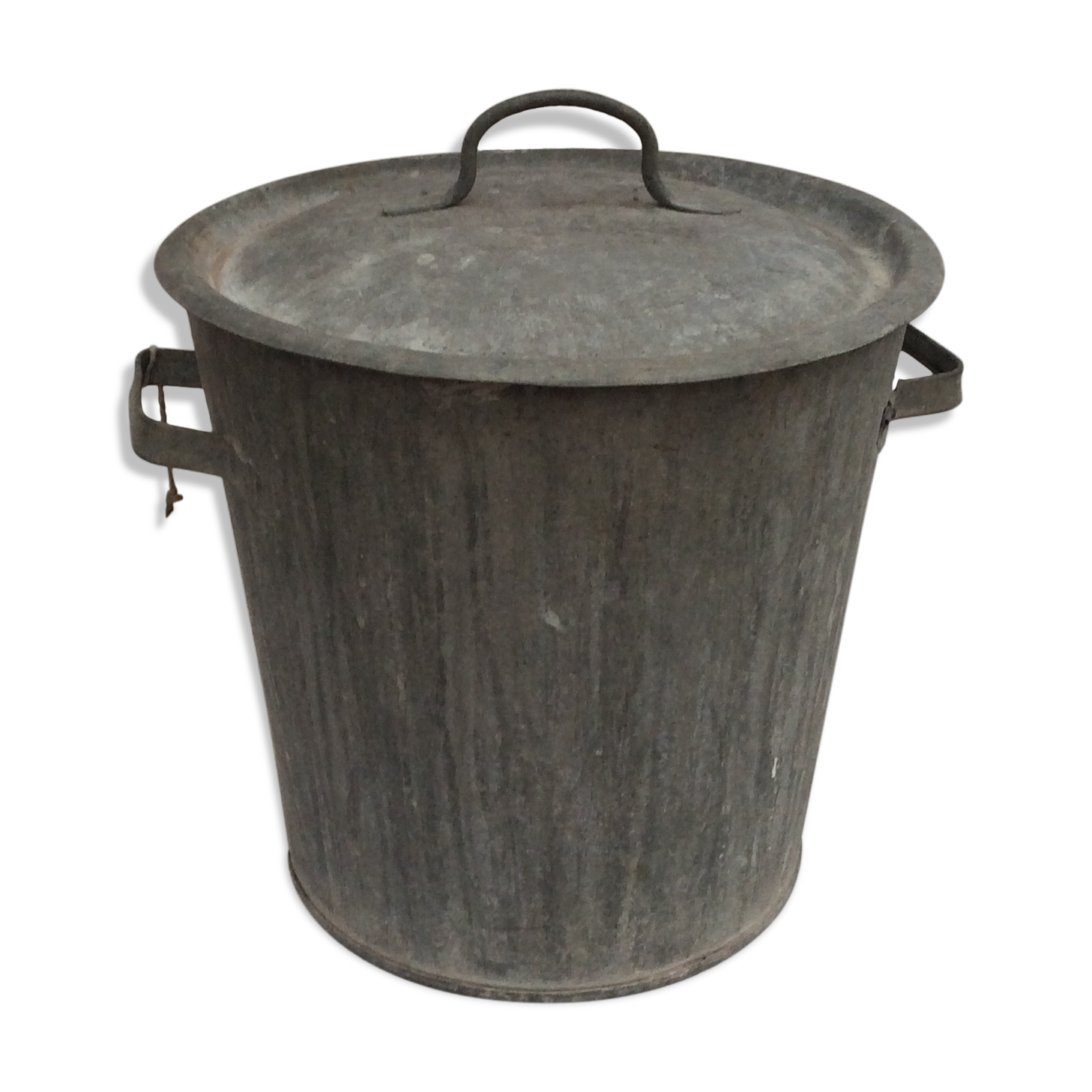 Zinc bucket old washing with 2 handles and lid dimension: height -32cm- D-34cm-