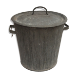 Zinc bucket old washing with 2 handles and lid dimension: height -32cm- D-34cm-