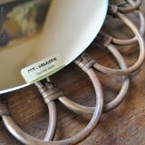 Rattan mirror "art vannerie" 60s 54cm