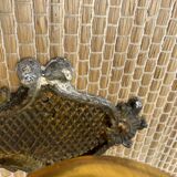 Medieval style metal and amber glass wall lamp