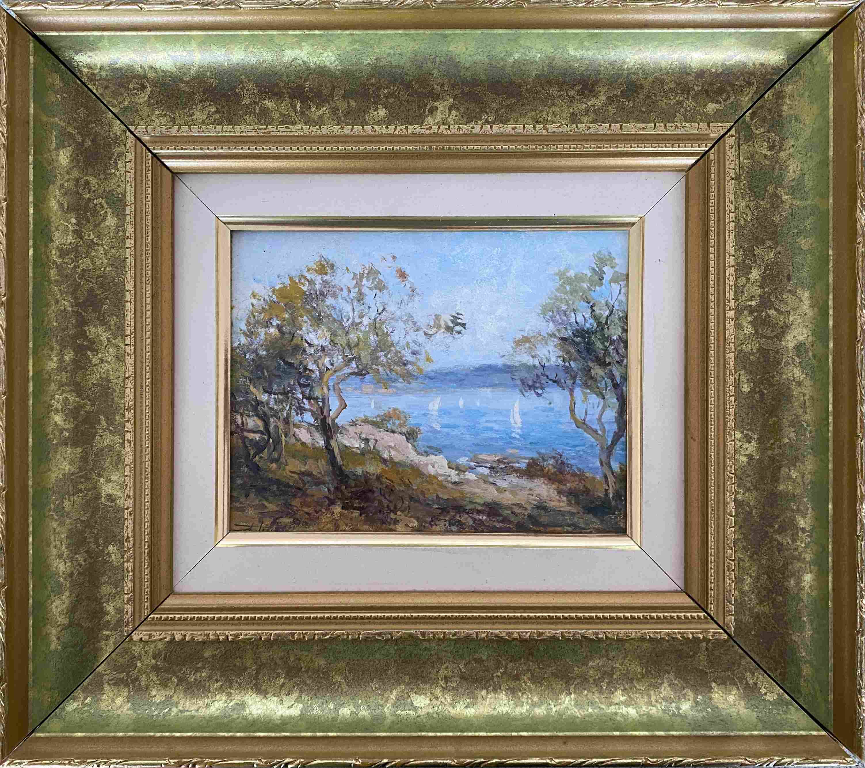 Marine painting HST “Edge of the Mediterranean” signed + frame
