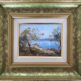 Marine painting HST “Edge of the Mediterranean” signed + frame