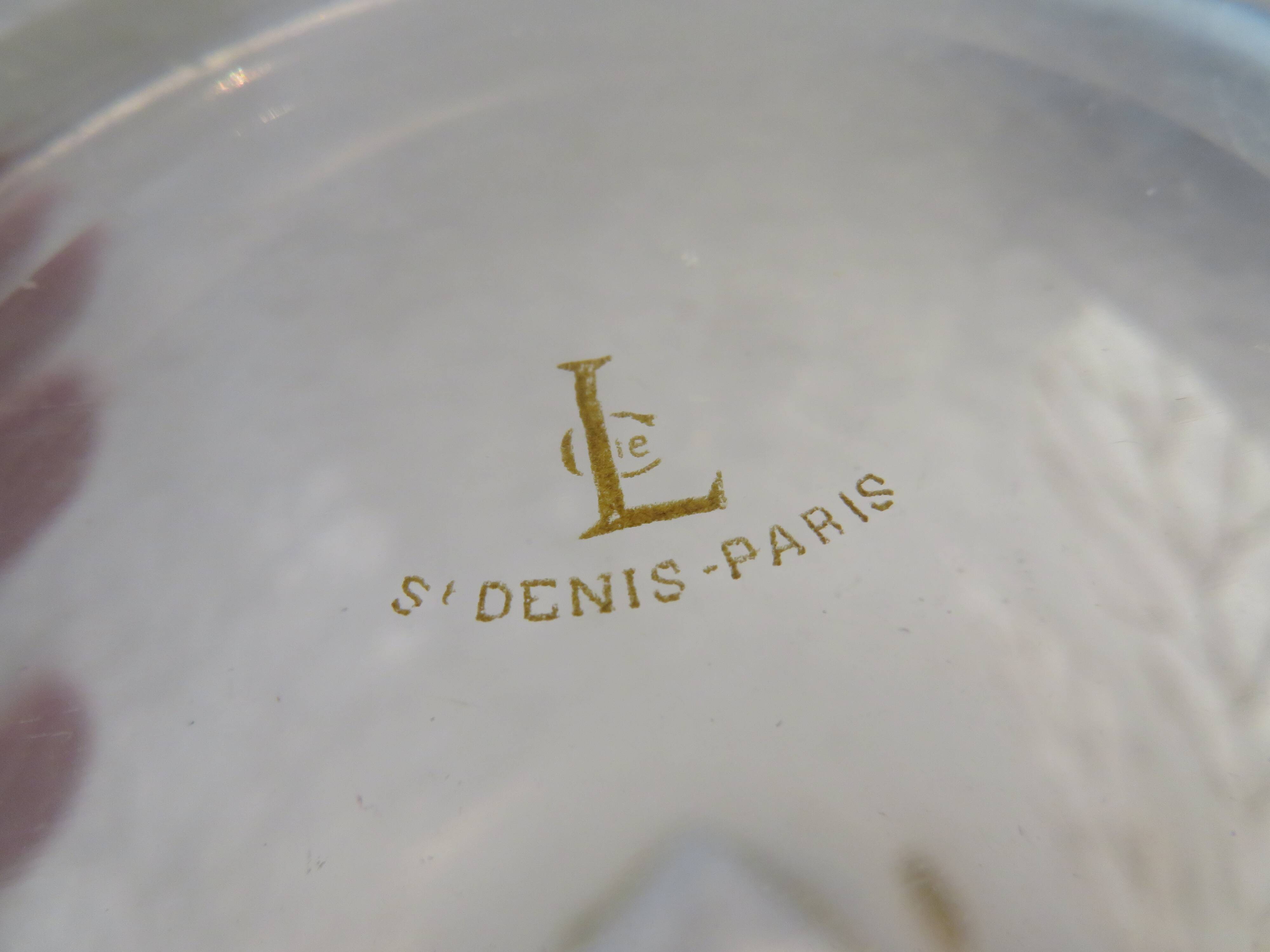 Beautiful acid-etched glass vase from Legras Saint Denis with chestnut tree decoration