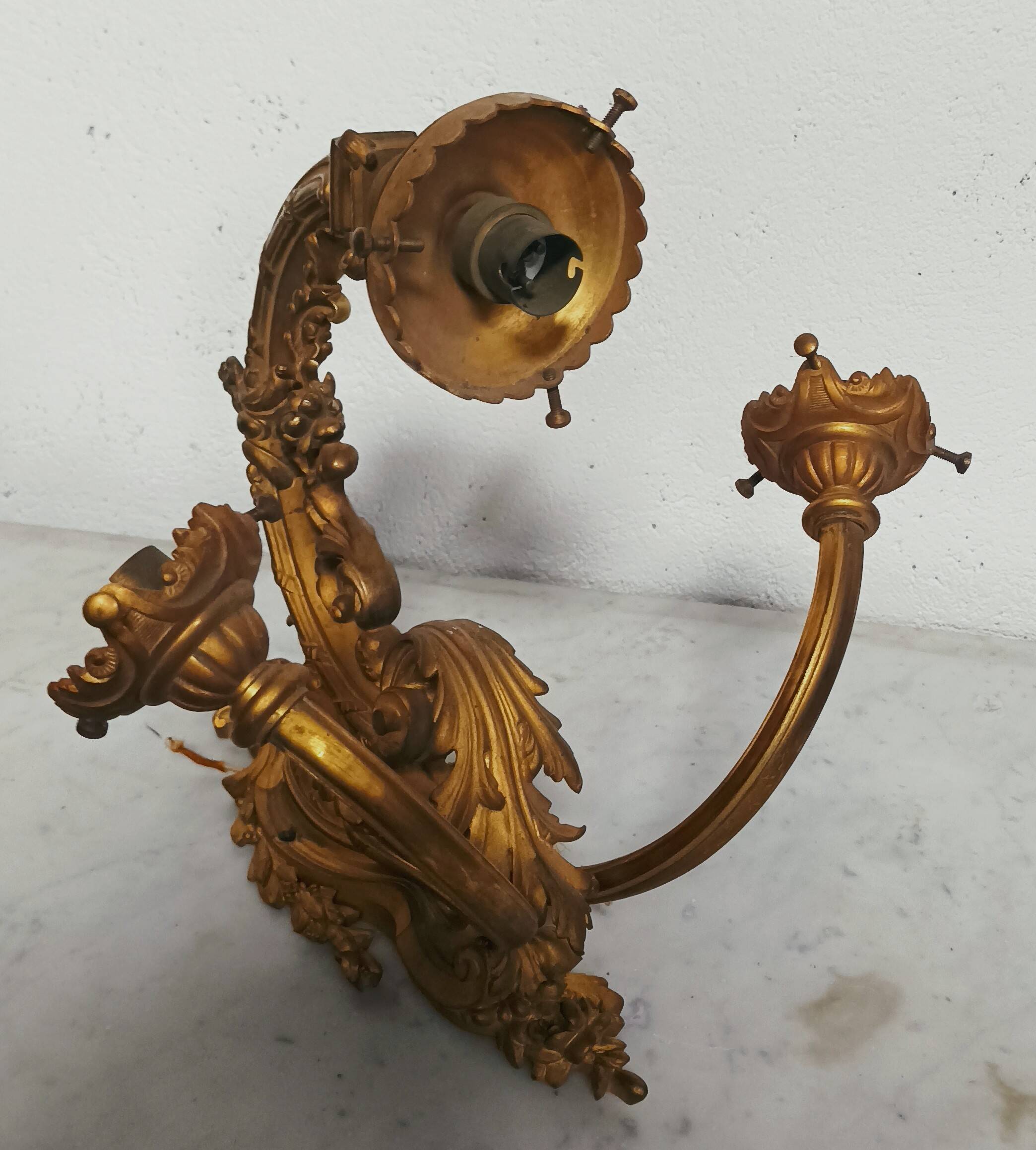 Pair of large Napoleon III bronze wall lights