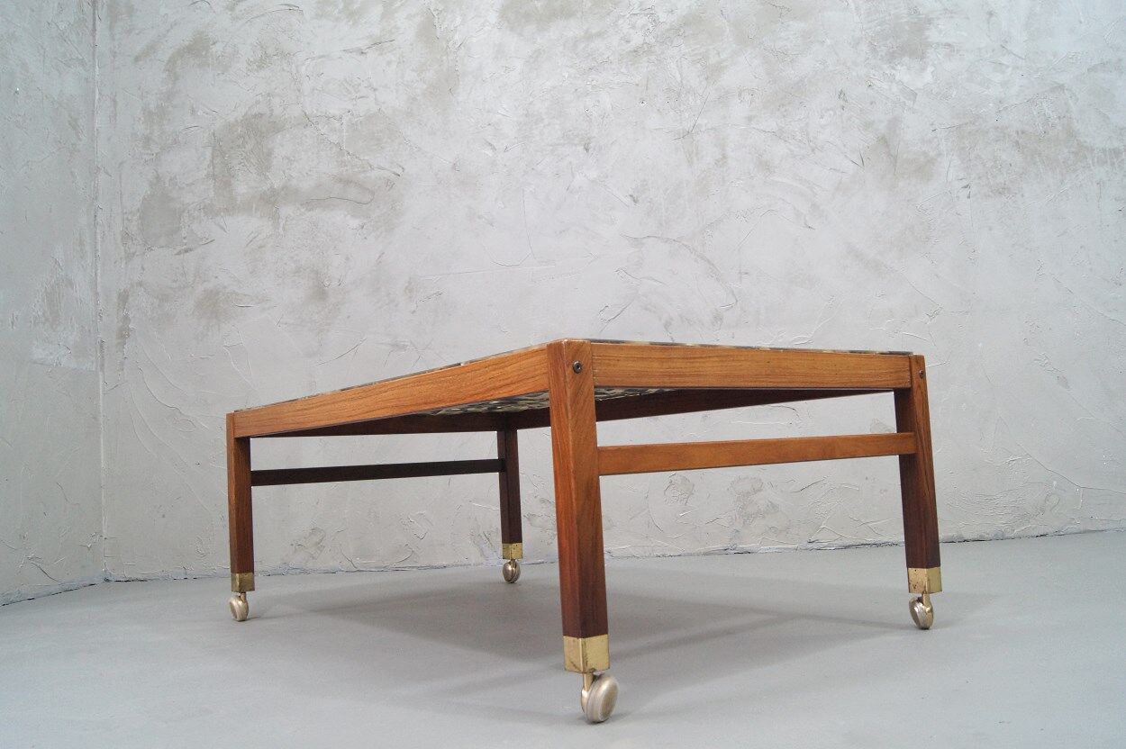 Swedish rosewood and pebbles coffee table in the style of Ib Kofod-Larsen , 1960s